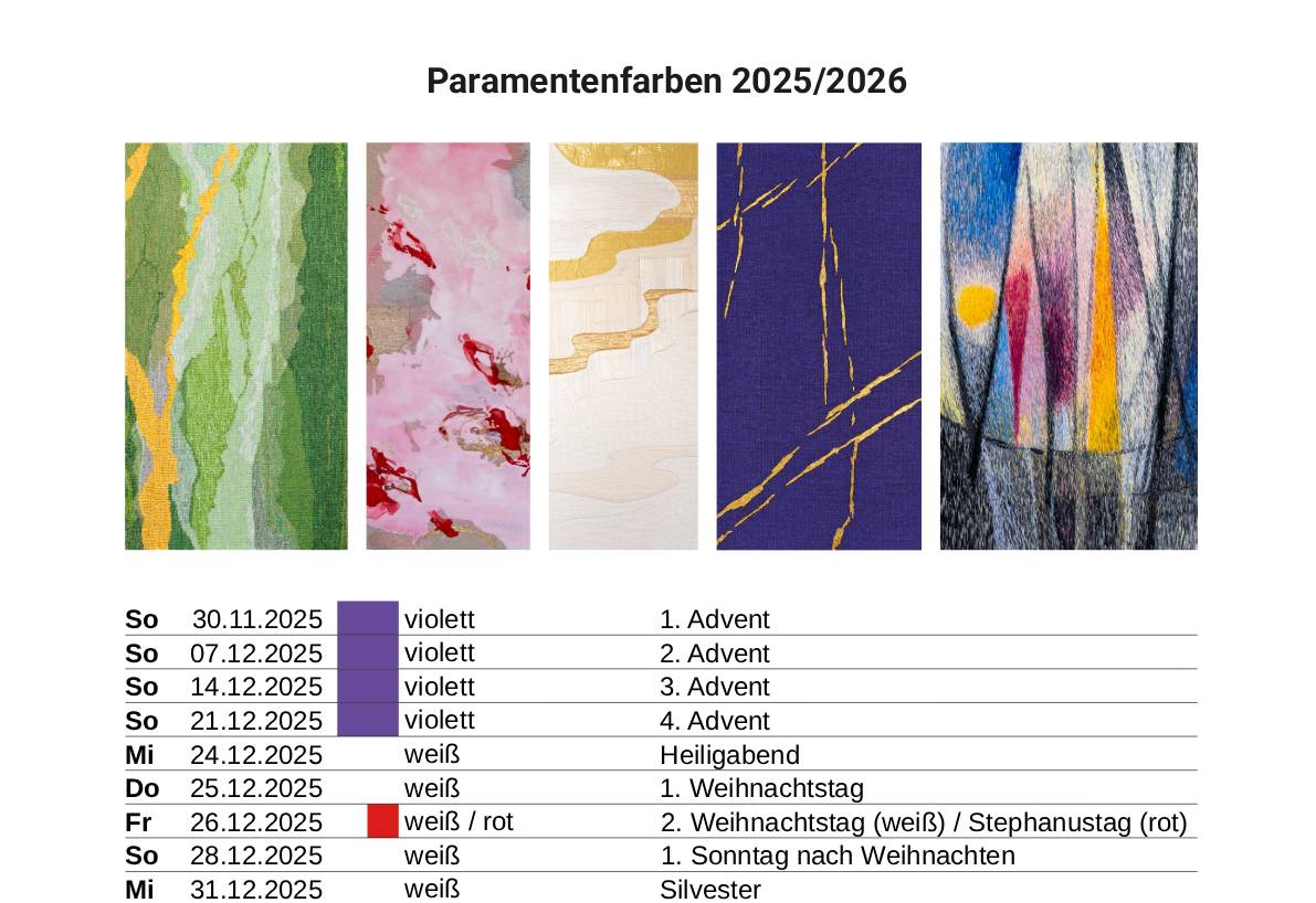Ausschnitt aus dem Paramentenkalender 2026